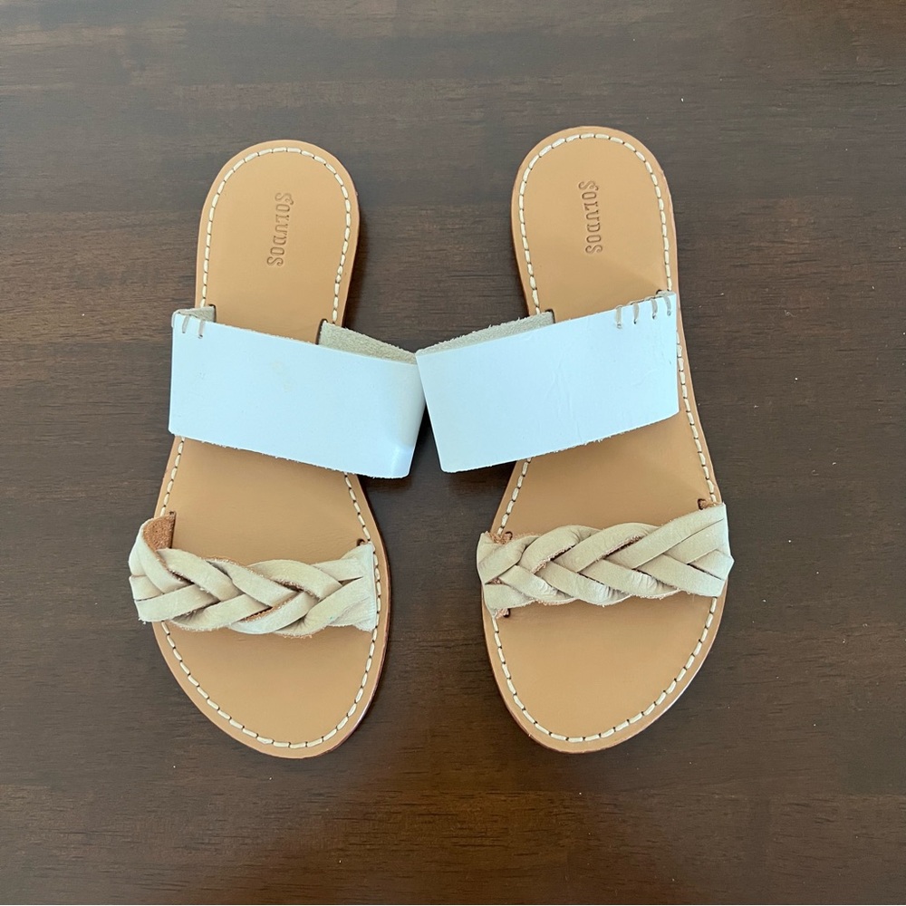 Soludos Braided Slide Sandal - White and Tan
